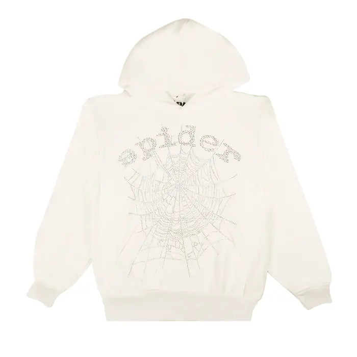 Sp5der OG Rhinestone Hoodie 'White'